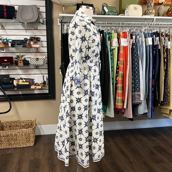 Le Sirenuse Positano NWT Lucy Blue Starburst Printed Cotton Sun Dress Size 38/2 - Picture 4 of 8